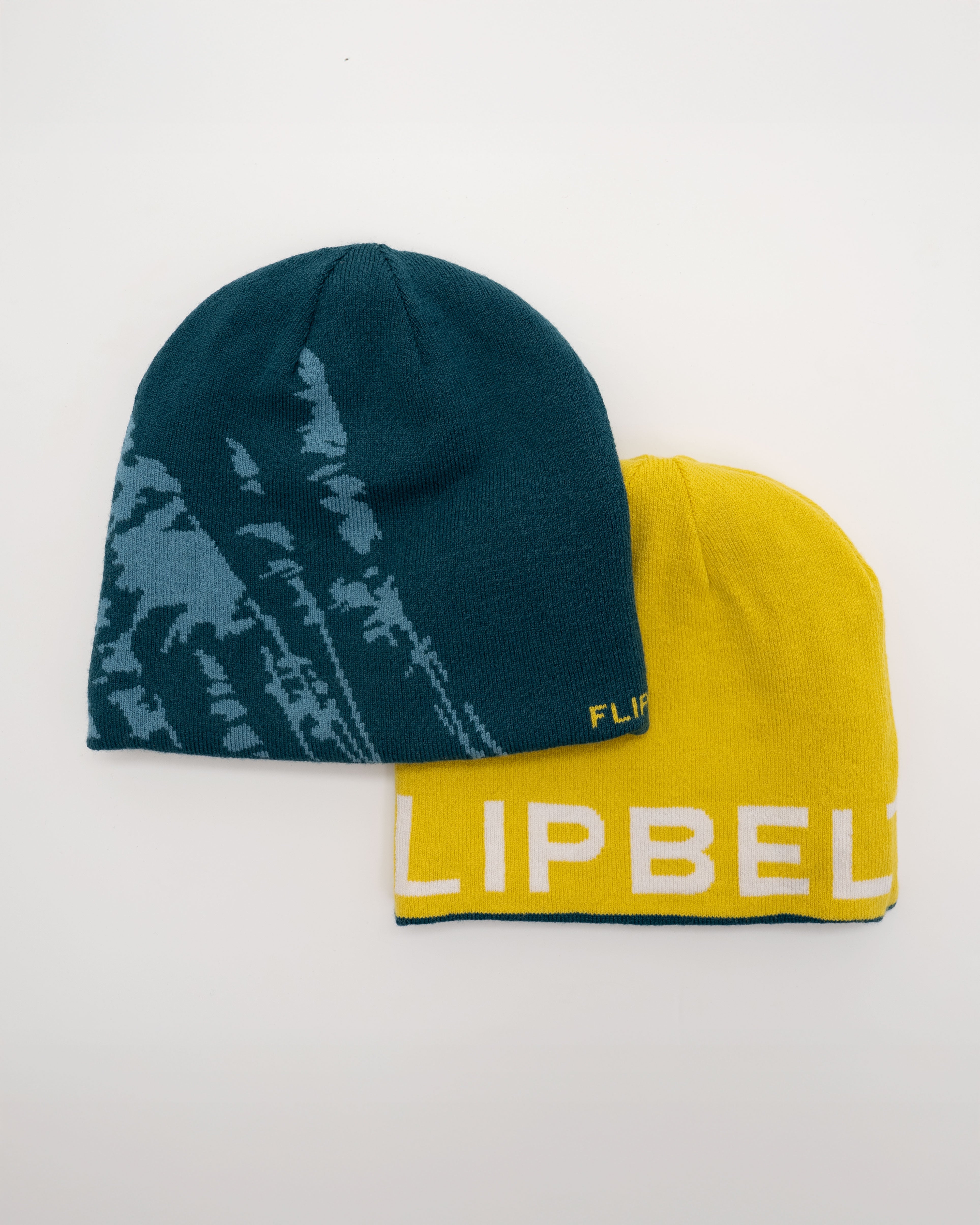 Verloop Reversible Knit Beanie Hat‎ Blue Yellow Winter Warm Mosaic Stripe Chunky Pom Beanie Hat Winter Deadstock Vegan  main image 3