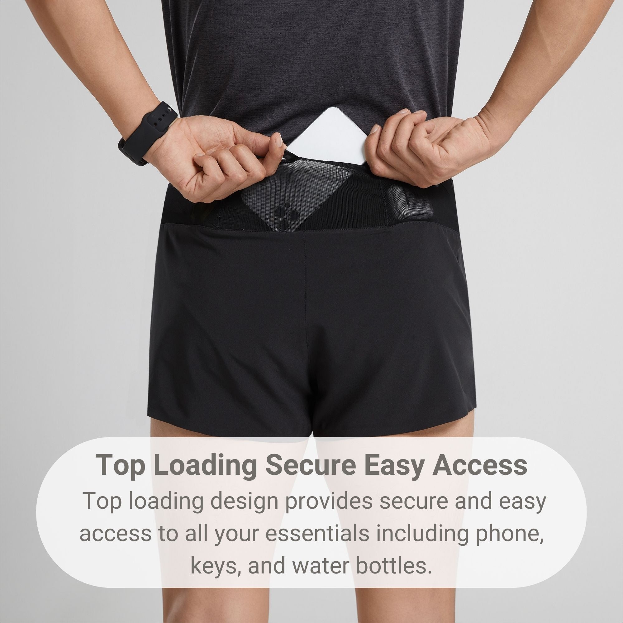 mens dress shorts with phone pocket Men's Shorts With Cell Phone Pocket + Hidden Zipper Pocket 38 / Black